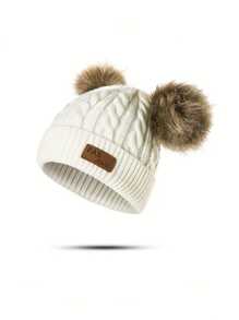 3pcs/Set Kids Warm Fuzzy Knit Beanie Hat & Scarf Set, Suitable For 3-8 Year Old Boys & Girls Daily Use