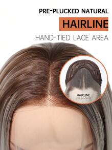 30英寸长直发13*4蕾丝前部手工编织蕾丝化纤发日常进口丝绸派对婚礼音乐节圣诞礼物 - 挑染金色 - 查看 7