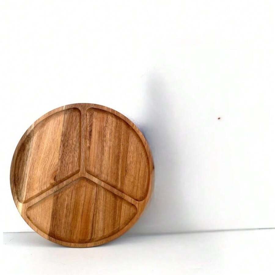 Wooden Tray Compartment Dinner Plate Breakfast Bread Snack Plate Fruit