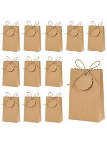 10 piezas de cajas de regalo de papel kraft con etiquetas de cinta, cajas de embalaje de regalo para decoración de boda, fiesta de cumpleaños, regreso a la escuela, Día de San Valentín - Multicolor - Ver 9