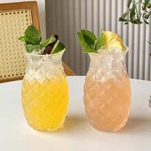 1 件有趣的菠萝压花玻璃杯，果汁/苏打水/气泡水饮料杯，适合各种节日、派对、家庭聚会和桌面装饰 - 彩色 - 查看 9