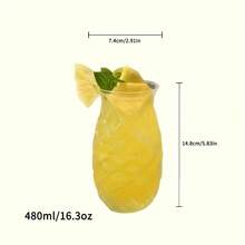 1 件有趣的菠萝压花玻璃杯，果汁/苏打水/气泡水饮料杯，适合各种节日、派对、家庭聚会和桌面装饰 - 彩色 - 查看 2