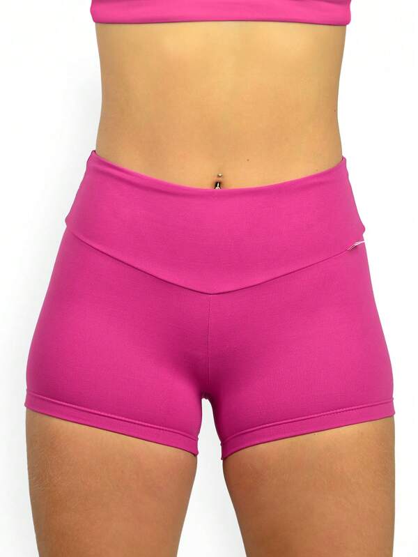Shorts Curto Fitness De Poliamida Suplex Feminino Academia Cintura Alta - 1167