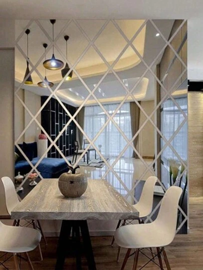 1 عبوة (17/32/58 قطعة) ملصقات جدارية مرآتية زخرفية من الاكريليك مزينة بالراينستون لخلفية الجدران - غير قابل للكسر ، بدون إطار ، ذاتي اللصق ، مجموعات بلاط مرآة للغرفة والجيم المنزلي والخزانة - سهلة التركيب ، تصميم موفر للمساحة هدايا مثالية