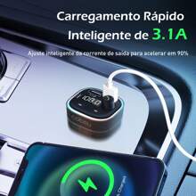 Car Charger With 2 USB And Type C Inputs, Turbo Fast QC 3.0 PD, With RGB LED, Bluetooth - màu đen - Xem 7