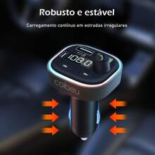 Car Charger With 2 USB And Type C Inputs, Turbo Fast QC 3.0 PD, With RGB LED, Bluetooth - màu đen - Xem 2