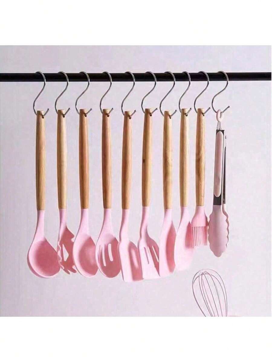Silicone Spoons Set With Wooden Handle 12 Pieces Kitchen Utensils - 套件4 - 查看 1