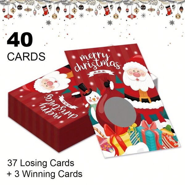 40 Peças Jogos de Natal para Suprimentos de Festa - Cartões de Raspar DIY de Natal, Desejos Personalizados em Branco, Presentes de Natal e Enfeites para Meias, para Reuniões Familiares, Amigos e Feriados