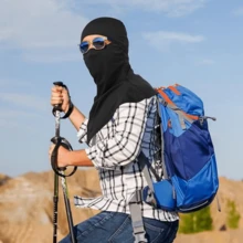 1 chiếc khăn trùm đầu bằng sợi polyester màu trơn chống gió, giữ nhiệt, bảo vệ khỏi tia UV, che toàn bộ khuôn mặt, dùng khi đi xe đạp, mùa xuân/hè/thu - màu đen - Xem 7