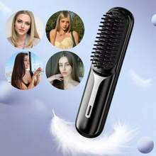 Bàn chải duỗi tóc bằng gốm không dây cầm tay 35W - 4 chế độ nhiệt độ, công nghệ ion âm, sạc USB, nhẹ khi đi du lịch và sử dụng tại nhà, pin sạc, quà tặng Giáng sinh và năm mới - Nhiều màu - Xem 3