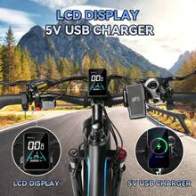 Qianchice Dual Motor 3000W Peak Electric Bike For Adults Women Men, Electric Bicycle 52V23AH Battery, Up To 37MPH 87 Miles Range, Full Suspension, Hydraulic Disc Brake E-Bike With 26*4" Fat Tire For All Terrain - 黑色 - 查看 7