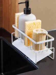 1 pezzo Porta spugne e accessori da cucina in bianco/grigio/nero, organizer per lavello, per spugna, strofinaccio, spazzola e porta asciugatura