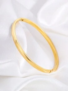 1 件精致时尚轻奢个性简约不锈钢可开口圆形手链适合情人节礼物情人节妈妈母亲母亲节礼物 - 可開口素圓手鐲 - 查看 16