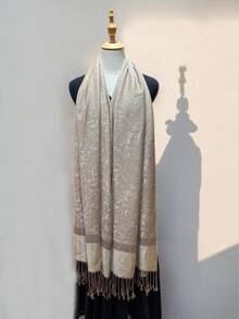 1 chiếc khăn choàng Pashmina Jacquard họa tiết Paisley cổ điển, mềm mại và ấm áp có tua rua, thích hợp cho trang phục đi làm thường ngày và trang trí - Nhiều màu - Xem 6