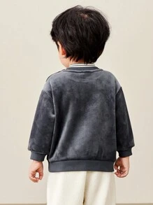 mini bala Boys' And Girls' Warm Two-In-One Cute Top 2024 Winter New Collection - Grey - View 3