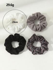 4pcs Girls Minimalist Style Hair Tie/Scrunchie For Everyday Hair Decoration - Multicolor - View 7
