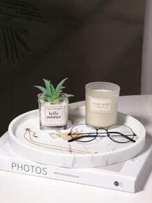 1 件梳妆台托盘，硅胶圆形托盘装饰性收纳整理器适用于浴室马桶水箱卧室厨房台面，珠宝收纳梳妆台托盘适用于蜡烛、乳液瓶、化妆品，大理石白色 - 彩色 - 查看 3