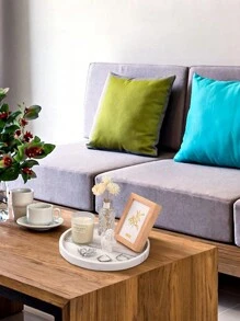 1 件梳妆台托盘，硅胶圆形托盘装饰性收纳整理器适用于浴室马桶水箱卧室厨房台面，珠宝收纳梳妆台托盘适用于蜡烛、乳液瓶、化妆品，大理石白色 - 彩色 - 查看 4