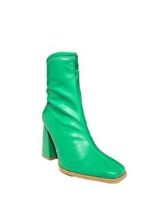 Women's Shiny Patent Leather Ankle Boots With Elegant Chunky Heel For Fall Winter, Perfect For Festivals, Everyday Work, Vacations, Dates, And Sophisticated Style. - 綠色 - 查看 5