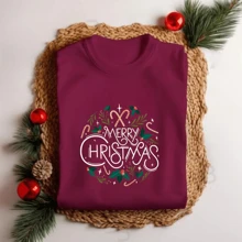 Unisex Christmas Merry Christmas Party T-Shirt Personalized Premium Fabric Print 15 - 白色 - 查看 2