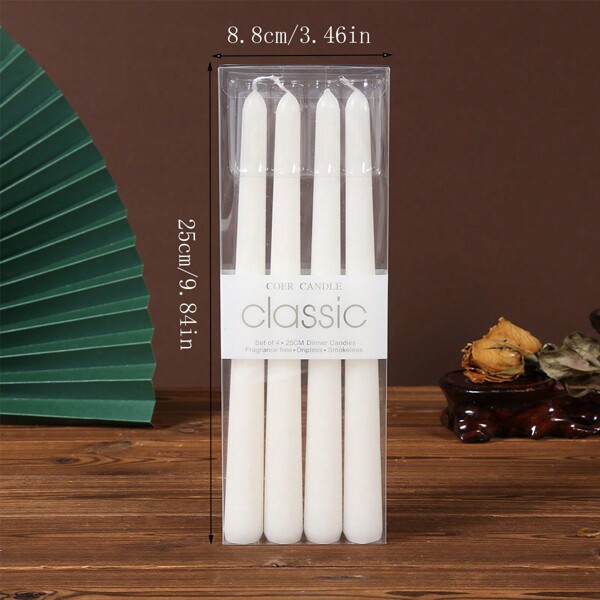 12pcs Classic Romantic Red & White Emergency Candles, Smokeless Long Stem Candle Holders For Home, Wedding, Candlelight Dinner Gifts Birthday Graduation