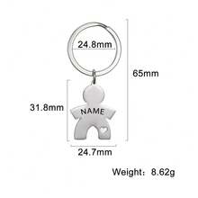 个性化婴儿钥匙扣 可爱钥匙圈 适合男孩女孩 儿童形状 不锈钢钥匙链 可定制名字 趣味礼物 - 彩色 - 查看 4