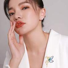 1 chiếc trâm cài áo hình cánh bướm cao cấp phong cách cánh thiên thần, đồ trang trí cô gái nhảy múa sáng tạo, đa năng cho áo len, áo khoác, phụ kiện trâm cài áo bướm thanh lịch - Màu xanh lam - Xem 4