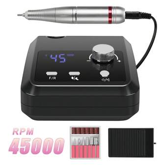High Quality Electric Nail Drill Machine 45000 RPM Electric File HD Display Metal Manicure Pen Professional Nail Lathe Sander