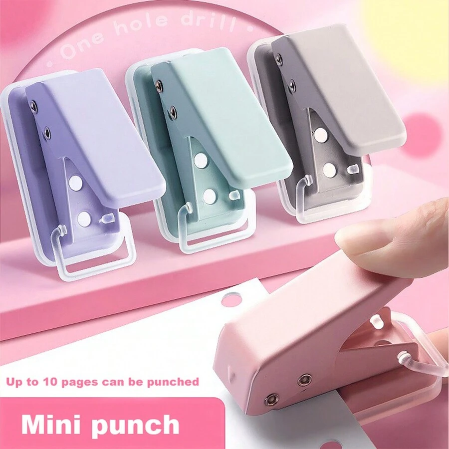 迷你圆形打孔器、工艺品 DIY 打孔器、卡片打孔器、小孩子装订打孔器 - 彩色 - 查看 1