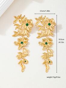 1 对欧美时尚超大金属叶夏季流苏花朵设计优雅女士耳环 - 植物花卉 - 查看 4