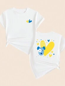 Cotton T-Shirt Women's Blouse Printed Simple Style Cute Sweet Breathable Comfort Premium Summer - trắng - Xem 1