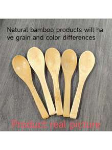 1件/5件/10件天然木勺，竹蜂蜜勺，儿童勺，咖啡搅拌棒，果酱竹勺 - 棕色 - 查看 9
