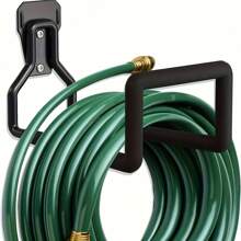 Soporte de pared para manguera de jardín de uso pesado para exteriores, carrete de manguera de metal, gancho colgante para manguera con 2 tornillos, adecuado para manguera de jardín, manguera extensible, extensión de manguera - Negro - Ver 12