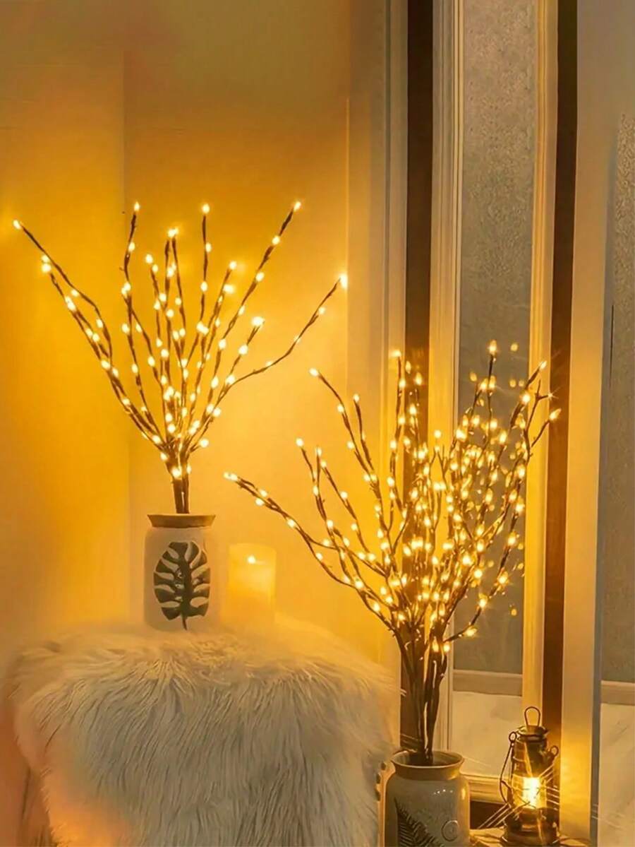 1 đèn nhánh 20 bóng LED, dùng để trang trí trong nhà cho tiệc cưới, sinh nhật và giáng sinh, đèn ma thuật có thiết kế nhánh, dùng pin, cần 5 pin AA, (không bao gồm pin) điện áp là 36V trở xuống và không có công nghệ truyền thông không dây. Đồ trang trí ngày lễ, đồ trang trí tiệc