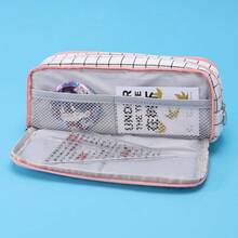 Hộp đựng bút chì màu Macaron phong cách Hàn Quốc độc quyền Cross-Border, dung tích lớn, phiên bản nâng cấp, có thể biến thành hộp đựng đồ dùng văn phòng phẩm, thích hợp làm quà tặng cho trẻ em, túi đựng đồ đếm tiền cho học sinh, túi đựng đồ đơn giản cho bé trai và bé gái - Lưới đen trắng - Xem 5