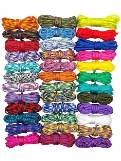 36 件 3 米长伞绳，用于 DIY 编织，户外应急绳，7 芯伞绳，捆绑绳