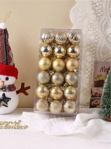 36 个/盒透明圣诞球，闪亮磨砂，DIY 圣诞树饰品家居装饰圣诞装饰品，圣诞节 - 彩色 - 查看 5
