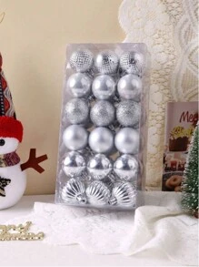 36 个/盒透明圣诞球，闪亮磨砂，DIY 圣诞树饰品家居装饰圣诞装饰品，圣诞节 - 彩色 - 查看 10