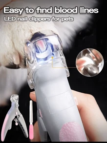 1/2pcs Pet Nail Clippers With LED Light, Built-In Battery, Nail Trimmer For Cats/Dogs, Nail Grinder, Nail File, Magnifier, Safety Pet Grooming Tool Set