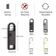 Zipper Pull Replacement Pack - 4/8 Pcs Quick Fix Zipper Heads, Easy Install, Tool-Free Zip Sliders For Luggage, Jackets, Backpacks, Boots, Multi-Size Detachable Hooks - Durable Universal Repair Kit