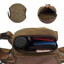 KAUKKO Vintage Canvas Leg Bag For Men Women Perfect For Cycling, Motorcycling And Hiking - KHAKI-02 - Xem 8
