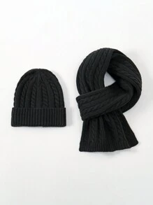 1 Piece Jacquard Knitted Hat & Scarf Set, Warm Winter Neck Gaiter