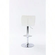 Tufted Wingback Modern Adjustable Modern Swivel Height Barstools Counter Stool For Kichen Island Set Of 2 White - Chrome as Pic - View 8