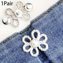 1/2/4 pares de hebillas de cintura con diseño floral, ajustadores de cintura para faldas y pantalones vaqueros - Hebillas desmontables para ajustar el tamaño de la cintura de pantalones y faldas sin necesidad de coser, herramienta perfecta para ajustar la cintura