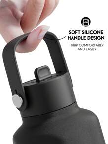 24盎司保温水瓶，双吸管盖，24小时保冷，防漏，不锈钢真空保温咖啡杯，旅行杯，双层不锈钢运动水瓶，适合户外、健身房、旅行和上学使用 - 黑色 - 查看 8