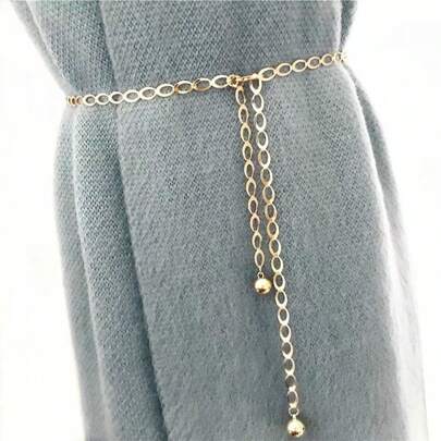 Retro European And American Metal Chain Waist Chain, Versatile Decoration For Women, Summer Waist Belt For Dresses, Jumpsuits, Suits, Flattering Slender Waistline Fall, Autumn, Halloween