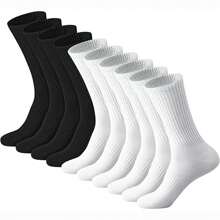 12/6 đôi tất thể thao cổ cao đệm unisex dành cho nam và nữ, tất cổ cao dày dành cho nam và nữ, chống mùi, thoáng khí, thấm mồ hôi, phù hợp để mặc hàng ngày và ngoài trời trong mọi mùa - Nhiều màu - Xem 5