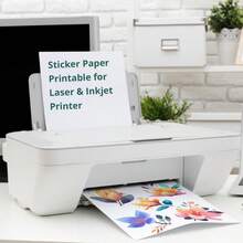 Giấy in nhãn dán, Giấy in nhãn dán mờ cho máy in phun laser, Nhãn dán vinyl khổ lớn toàn tờ để vận chuyển, gửi thư, kinh doanh, màu trắng - trắng - Xem 1
