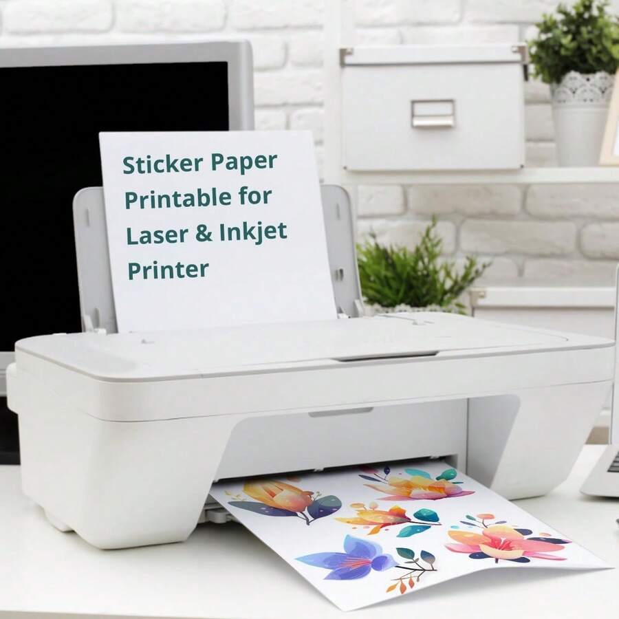 Giấy in nhãn dán, Giấy in nhãn dán mờ cho máy in phun laser, Nhãn dán vinyl khổ lớn toàn tờ để vận chuyển, gửi thư, kinh doanh, màu trắng - trắng - Xem 1
