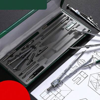 Professional Pencil Compass Metal 15-Piece Set Drawing Instrument Drawing Tool Set Pencil Compass Set